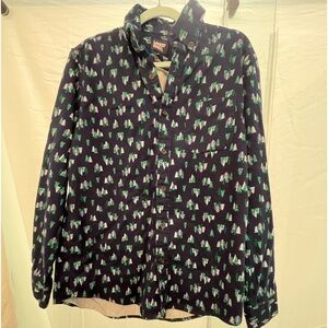 Mens Lands End Heavy Flannel Christmas Tree shirt Size M